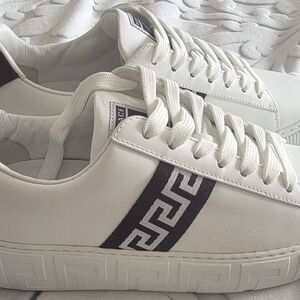 Versace White and Black Geometric Sneakers